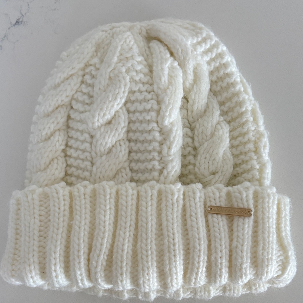 Michael Kors Cream Cable Knit Beanie